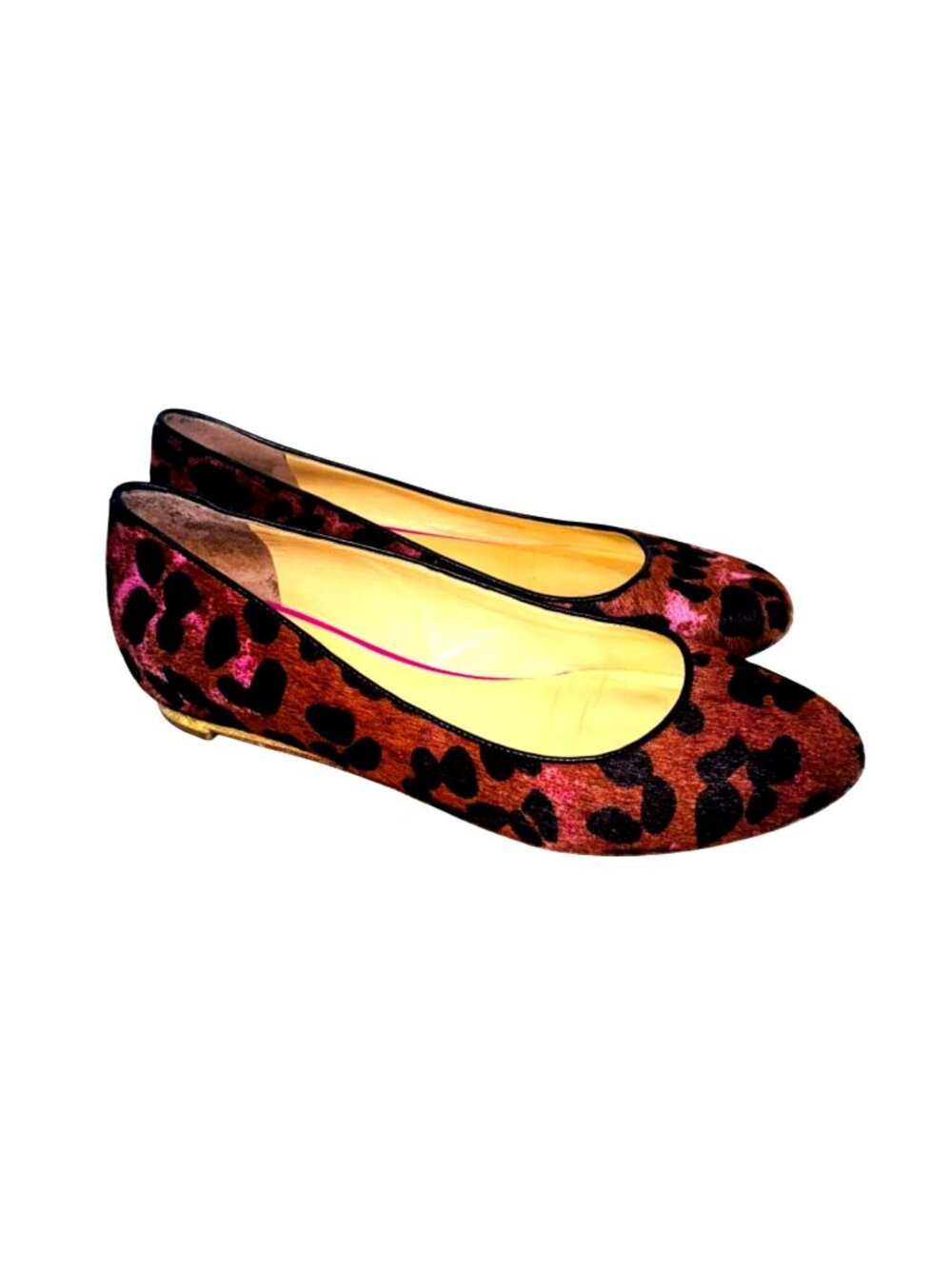 Cole Haan Womens Leopard Print Ballet Flats 6.5B Leather & Calf Hair Pink Brown